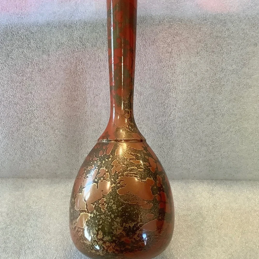 Vintage Takaoka Japanese Copper Bronze Bud Vase Murashido Long Neck